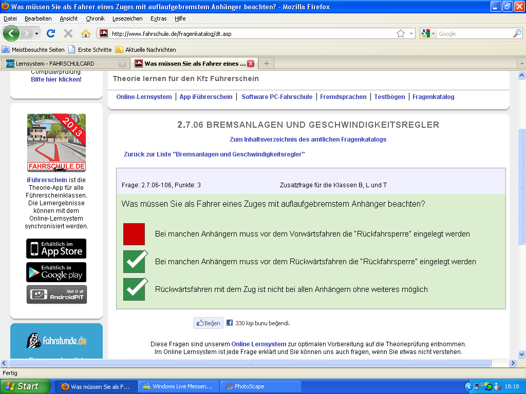 Sie Möchten Mit Einem Fahrzeug Mit Auflaufgebremstem Anhänger Fahren Führerschein theorrie frage , auflaufgebremster anhänger? (Auto)