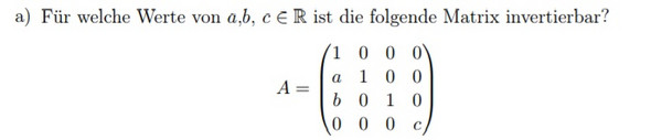 Für welche ist die folgende Matrix invertierbar? (Computer, Mathematik)