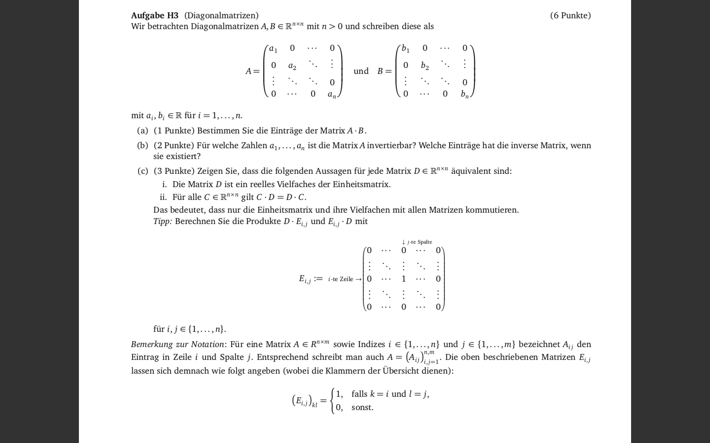 Fur Welche Zahlen Ist Eine Matrix Invertierbar Mathe Universitat