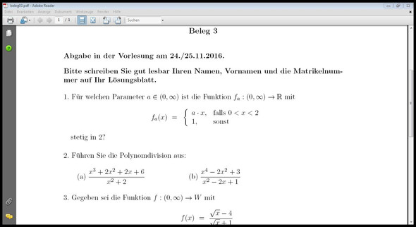Aufgabe - (Mathematik, Funktion, Stetigkeit)