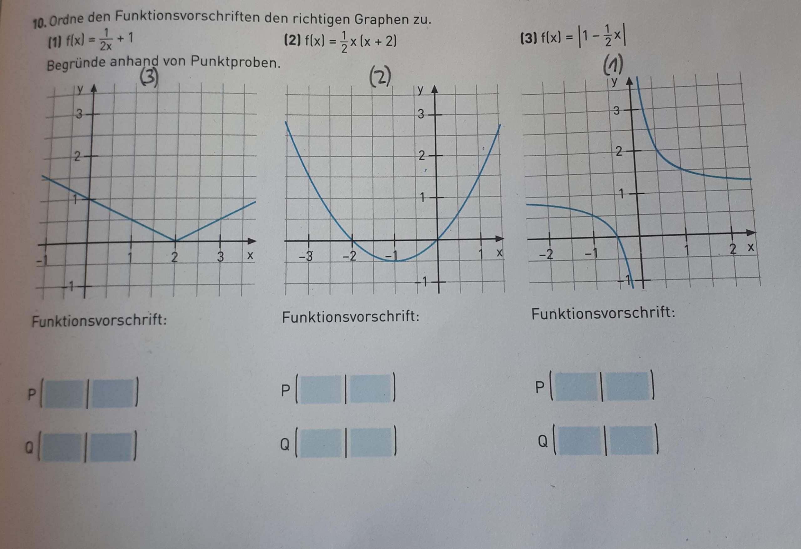 Funktionsvorschriften und Punktprobe? (Schule, Mathematik, Funktion)
