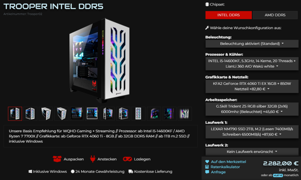 Computer 2500 Gaming PC für 2000-2500 €? (Computer, AMD, Intel)