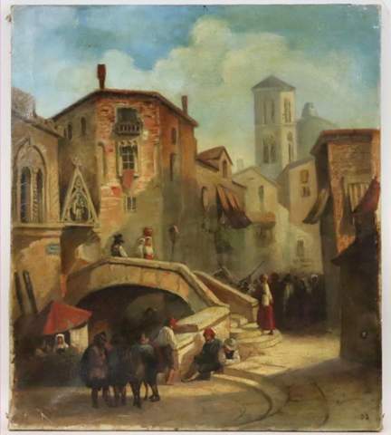 Gasse in Florenz Ölgemälde Oswald ACHENBACH (1827-1905) (BK1267)?