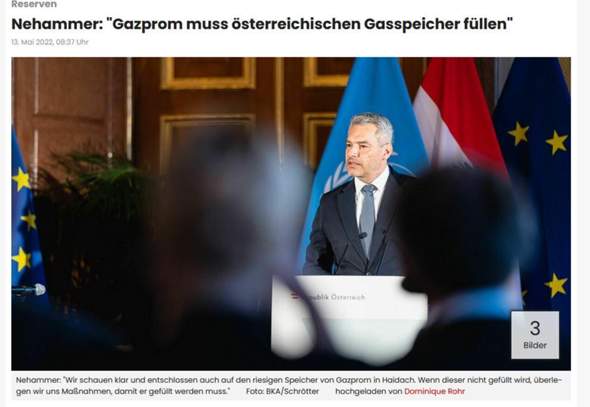 Gazprom muss österreichischen Gasspeicher füllen?