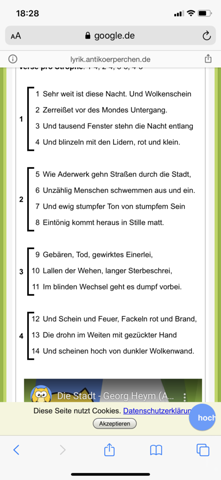 Gedicht Eine Stadt Schule Deutsch Lyrik