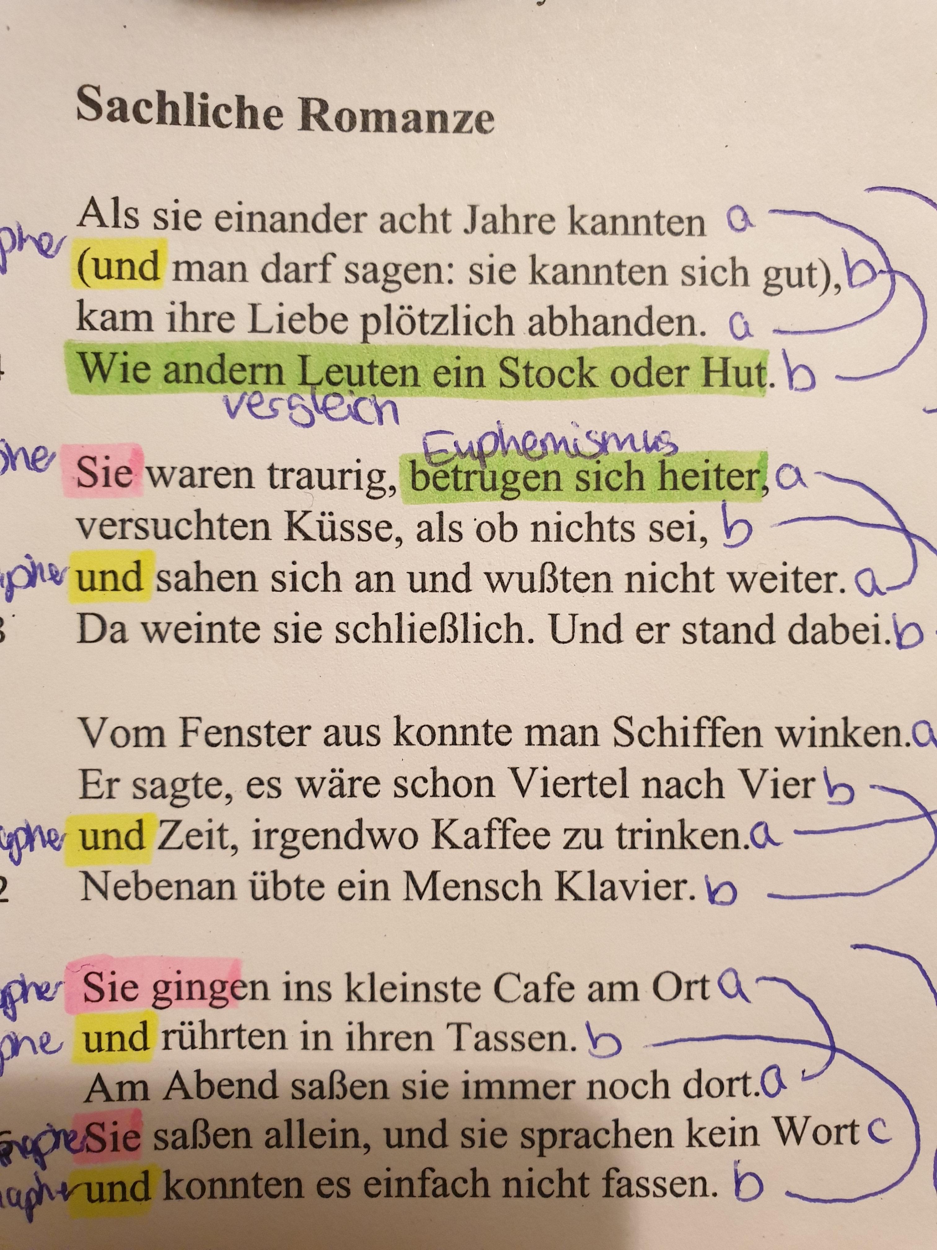Gedicht Liebeslyrik? (Schule, Deutsch, Klausur)