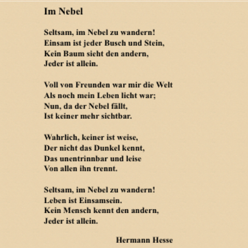 Gedichtart erkennen. (Im Nebel) (deutsch, Gedicht, Analyse)