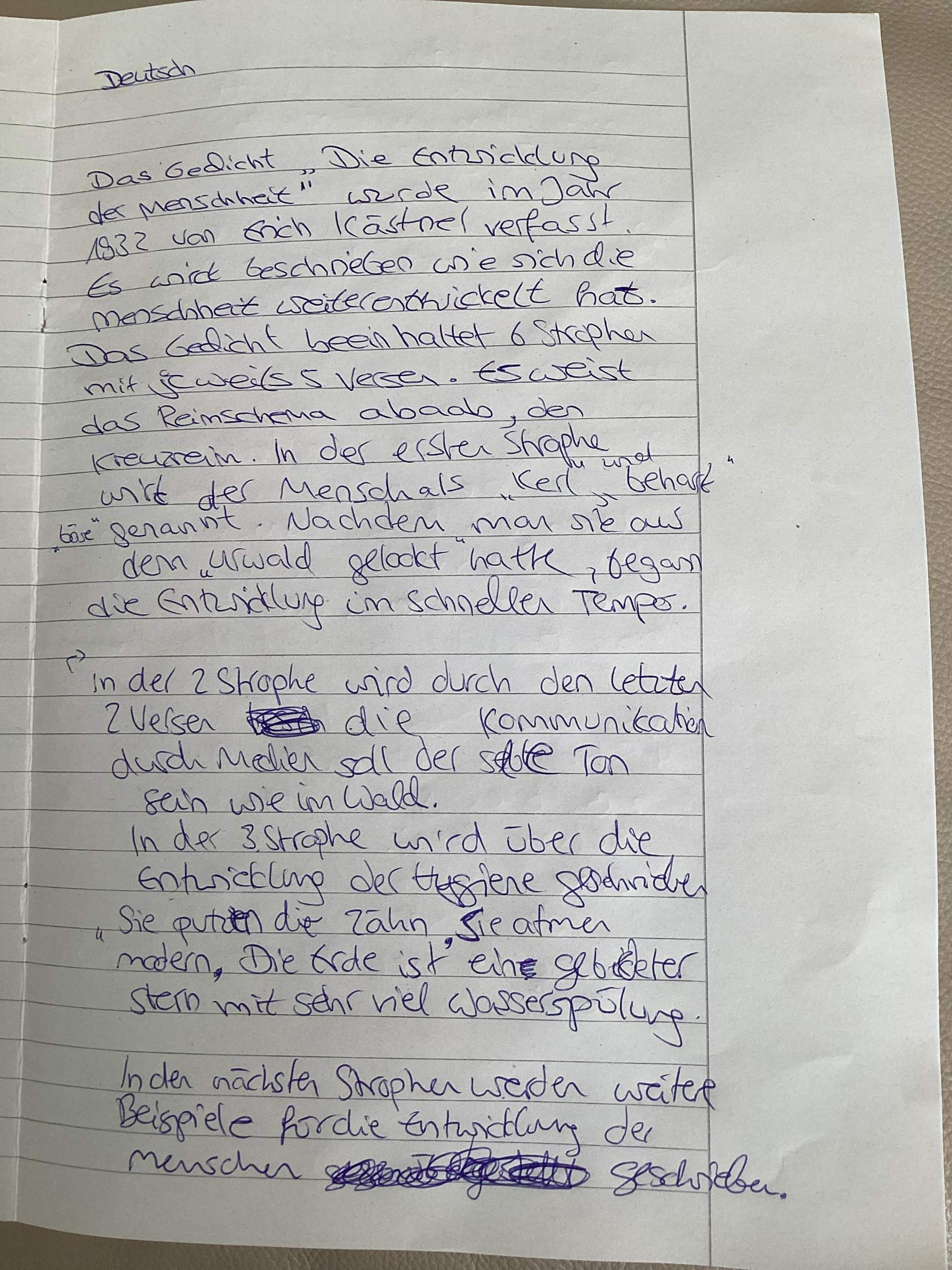 Die Entwicklung Der Menschheit Erich Kästner Analyse Gedichtsanalyse Die Entwicklung der Menschheit? (Gedichtanalyse)