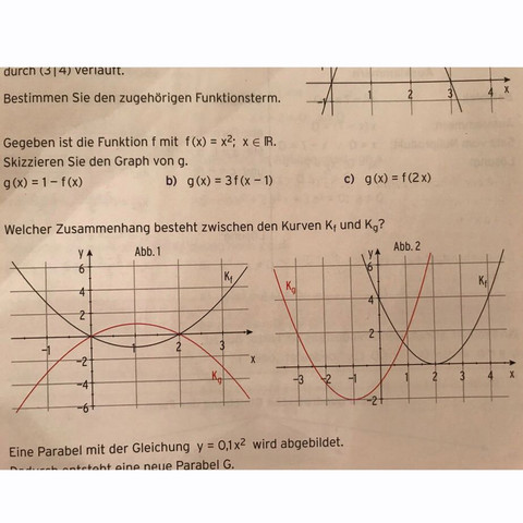 Bild mit den Aufgaben  - (Schule, Mathematik, Parabel)