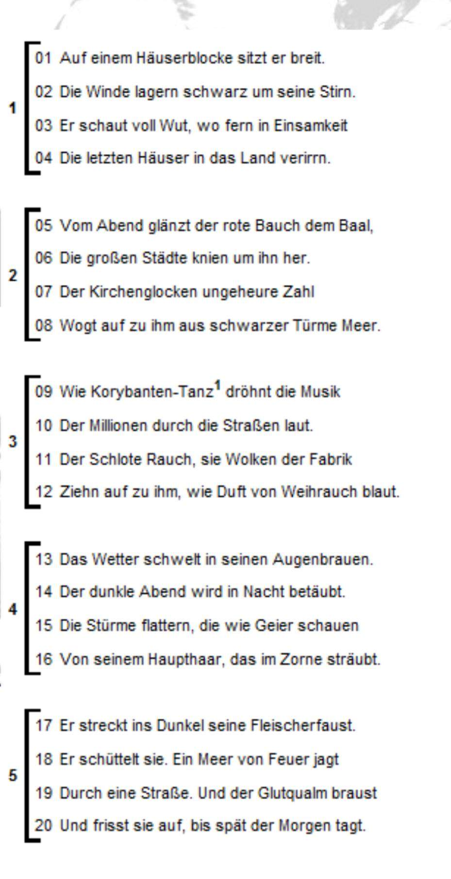 Der Gott Der Stadt Georg Heym Gegengedicht Gott der Stadt Georg Heym? (Deutsch, Literatur, Gedicht)