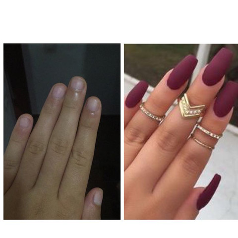 Links meine Nägel und Rechts die ich gerne hätte (sie müssen nicht so lang sein) - (Nägel, Gelnägel, Nagelstudio)
