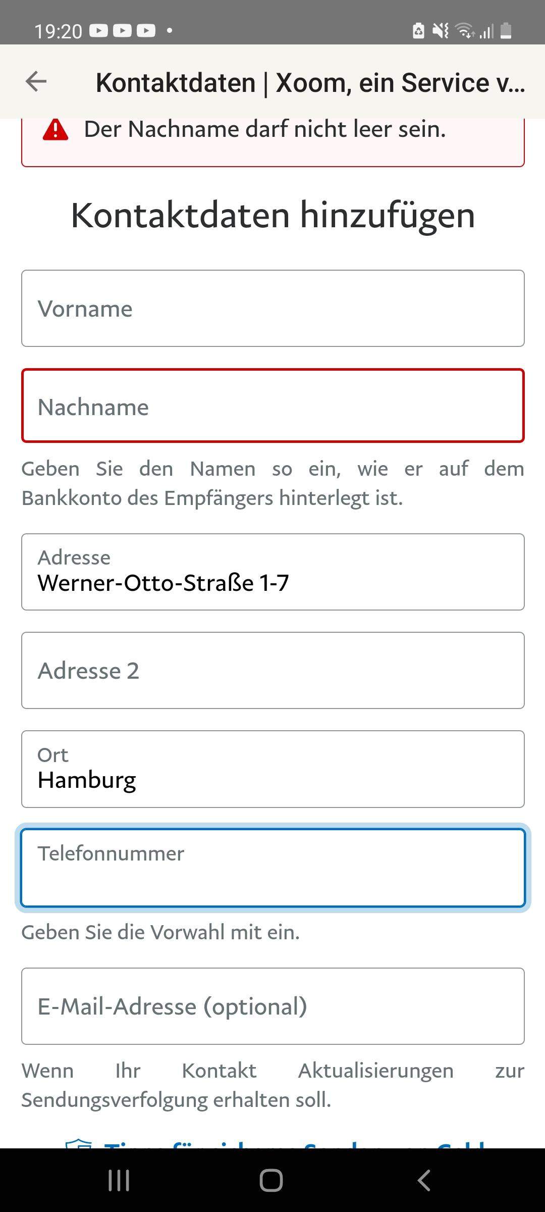 Geld mit Xoom an Otto GmbH senden? (Wirtschaft und Finanzen)