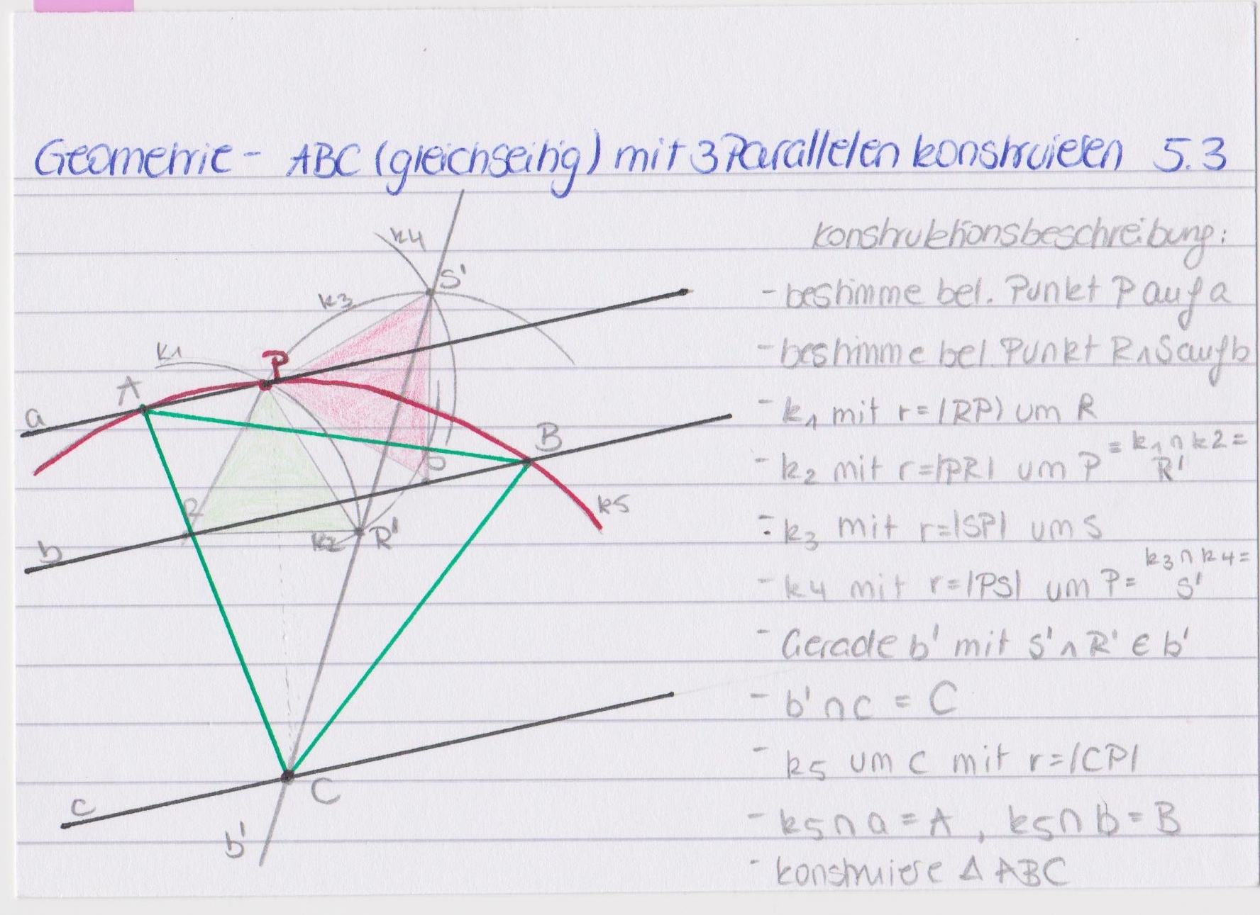 Geometrie Gleichseitiges Dreieck Auf Drei Parallelen A B C Erstellt Begrundung Mathe Parallel