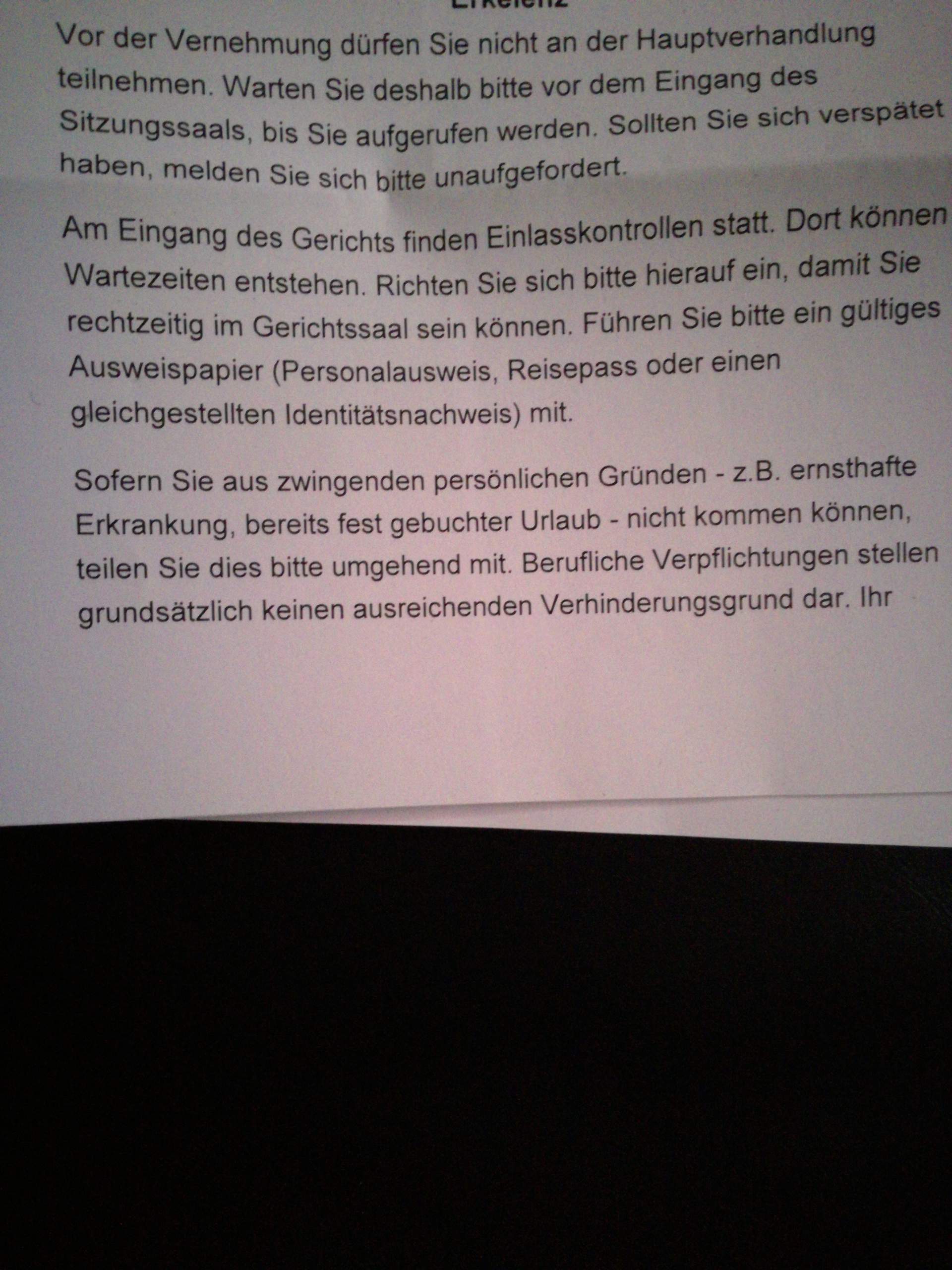 Gericht muss ich erscheinen? (Zeuge)
