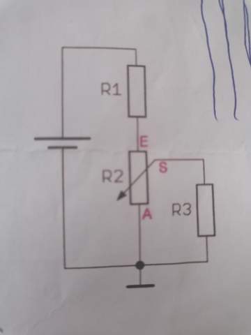 Gesamtwiderstand, Gesamtstrom, Spannung am R1 und Spannung am R3 berechnen - Potentiometer?