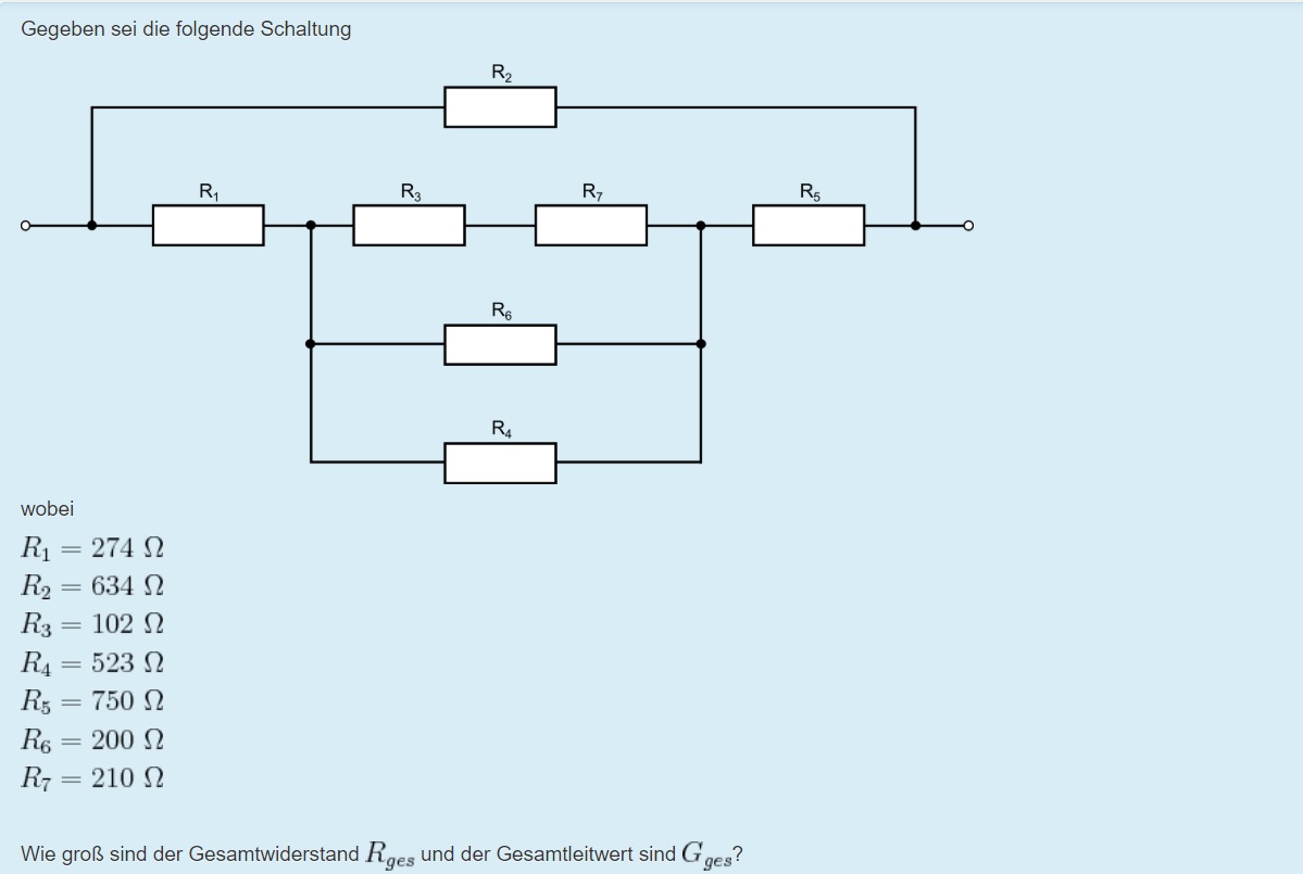 Gesamtwiderstand und Leitwert berechnen einer gemischten Schaltung? (Elektrotechnik, Widerstand)