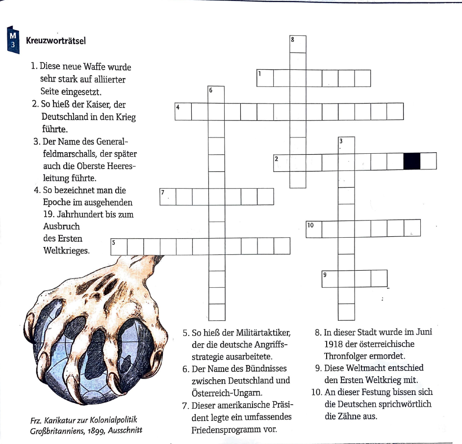 Geschichte: 1. Weltkrieg - Kreuzworträtsel? (Erster Weltkrieg)