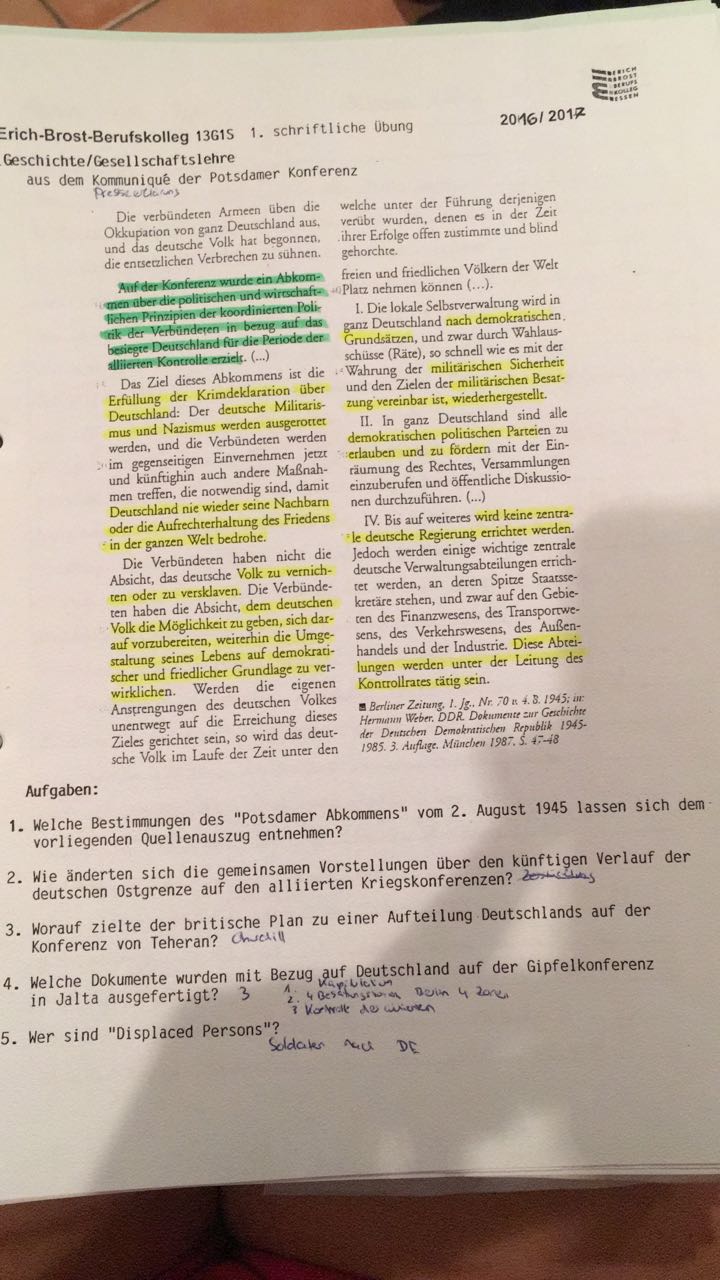 Geschichte Klausur, Weltkrieg ,stalin,churchill etc.? (Schule