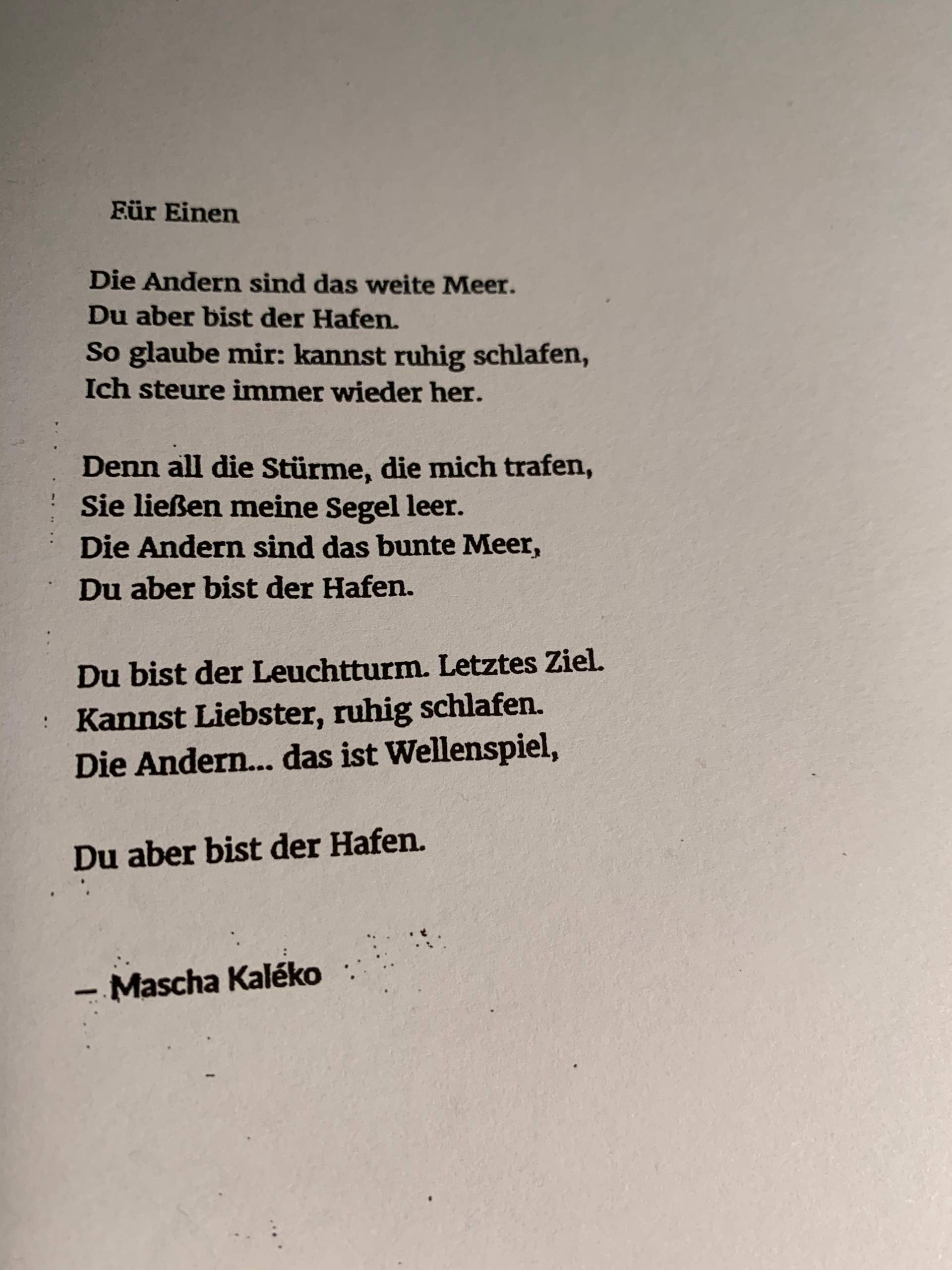 Für Einen Mascha Kaléko Gedichtanalyse