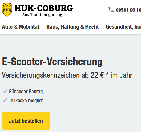 Huk E Roller Versicherung