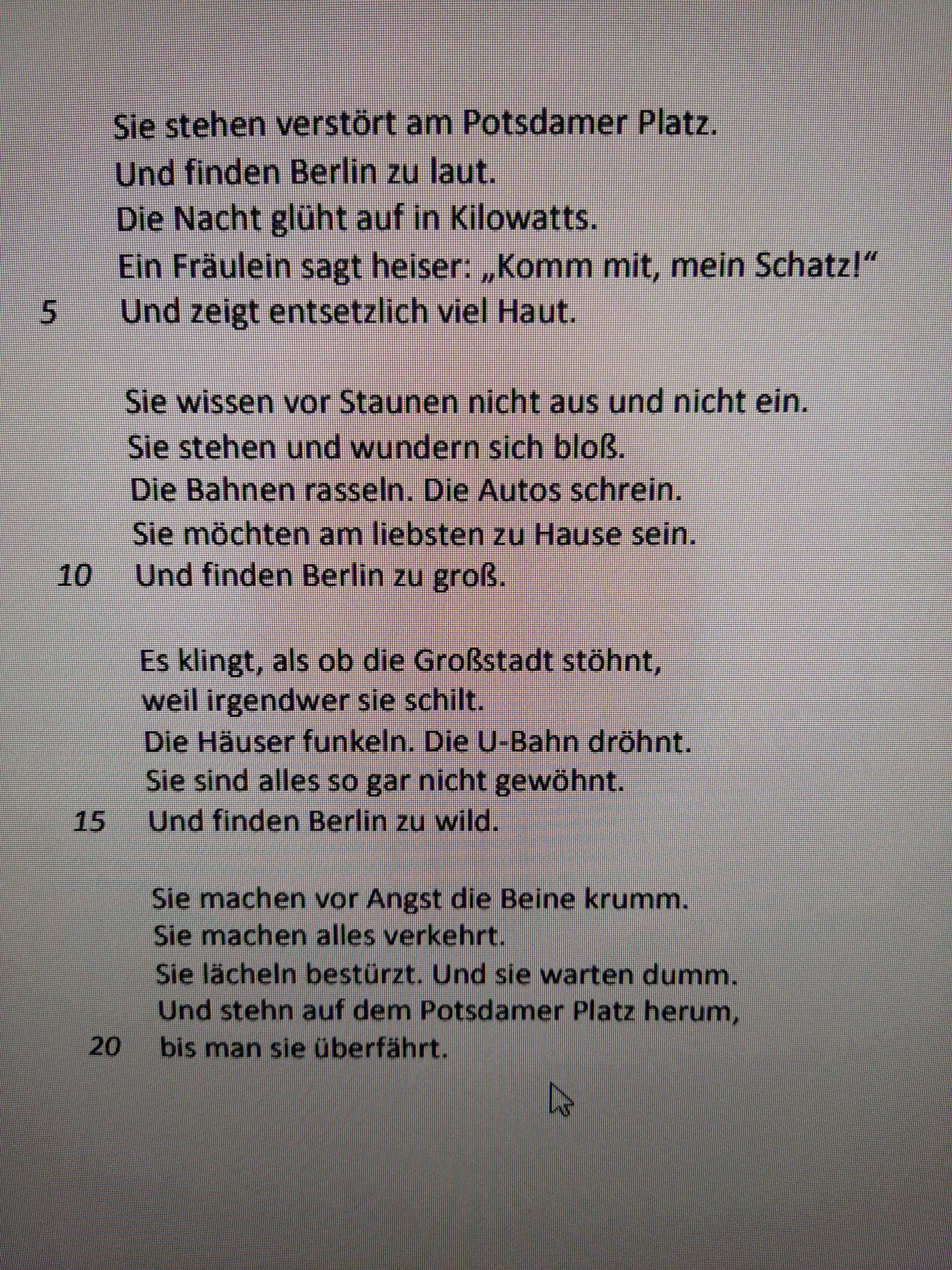 Gibt es ein Enjambement? (Deutsch, Gedicht)