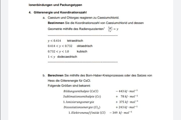 Gitterenergie Und Koordinationszahl Von Ionen Schule Chemie Atom