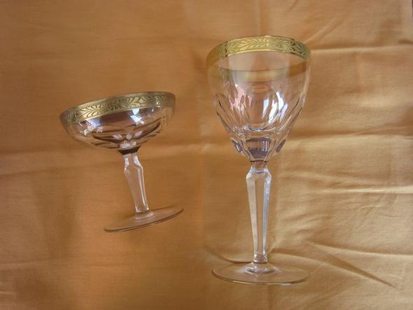 Gläser geschliffen mit Ätzgoldrand - (Antiquitäten, Glas und Kristall)