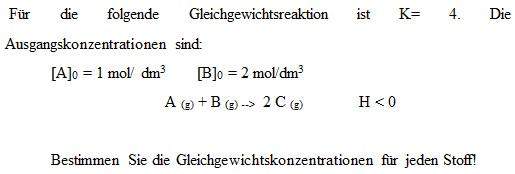 Gleichgewichtskonzi Stoffe? (Formel)
