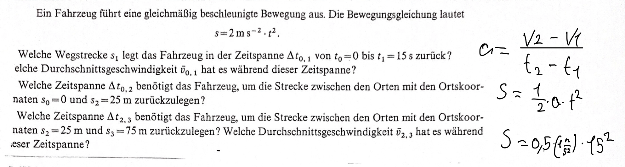Gleichmäßig beschleunigte Bewegung? (Formel, Geschwindigkeit