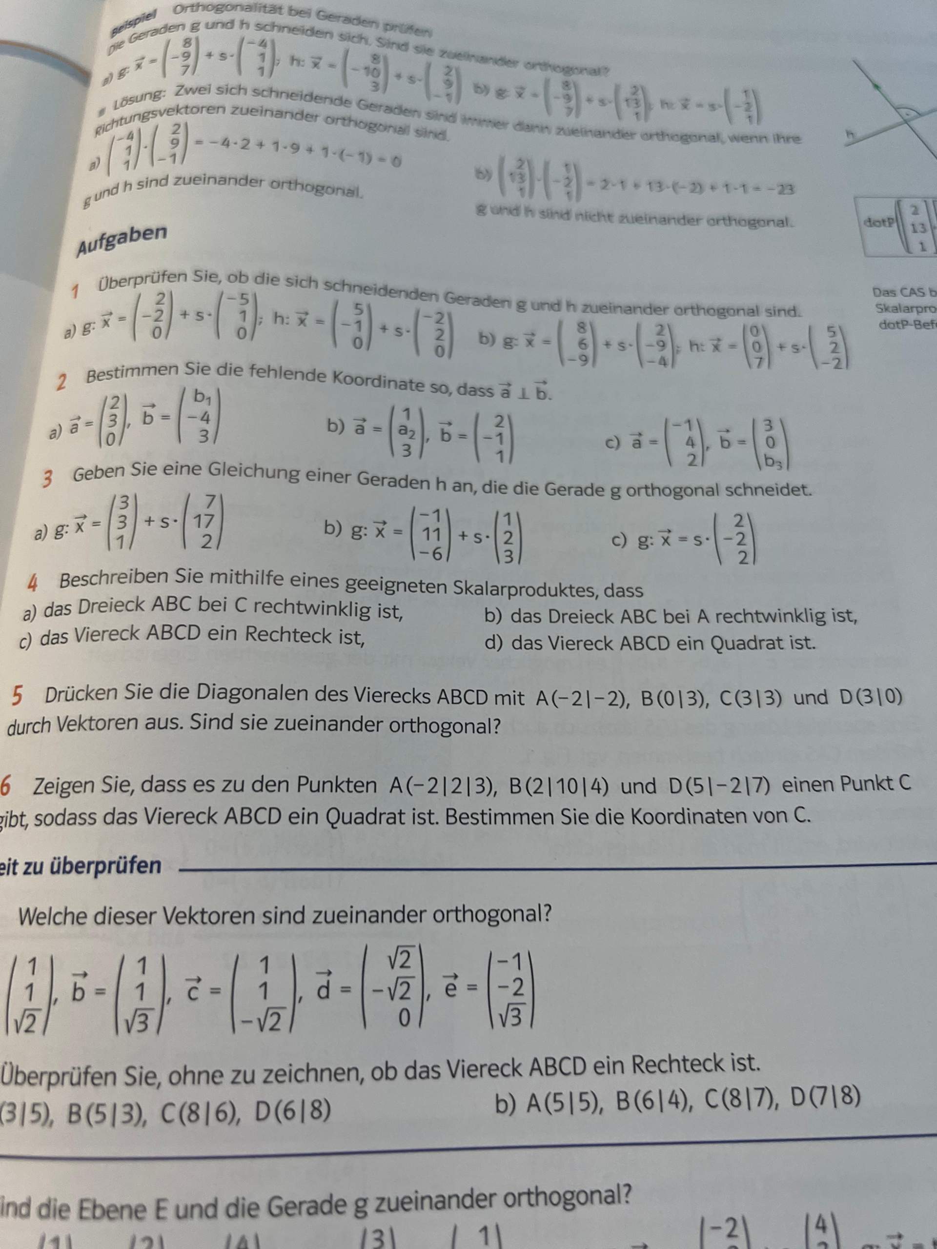 Gleichung einer Geraden angeben, die die Gerade orthogonal schneidet