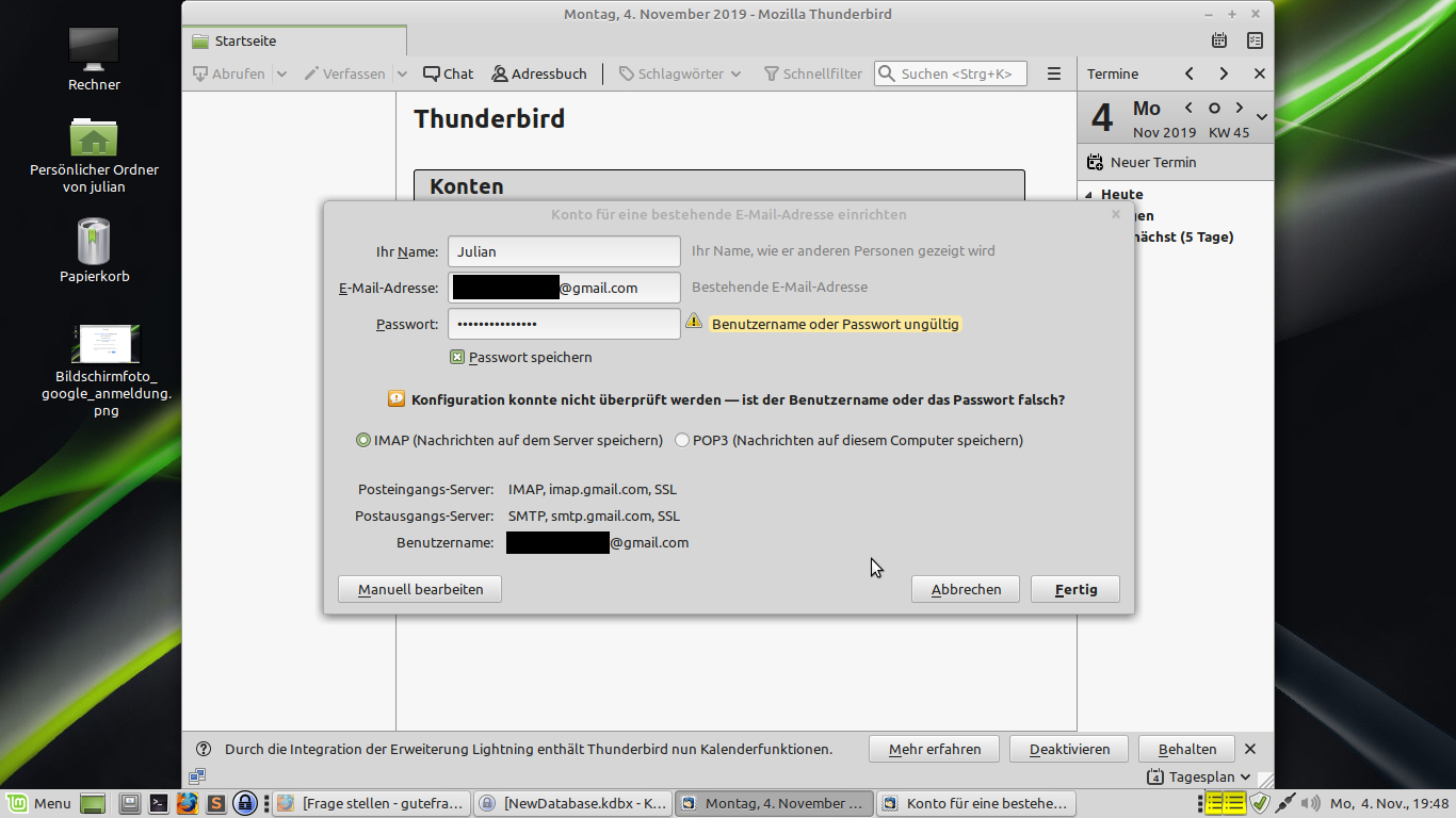 Thunderbird Mails Automatisch Abrufen Funktioniert Nicht Gmail in Thunderbird-funktioniert nicht!? (Computer, E-Mail, Google)