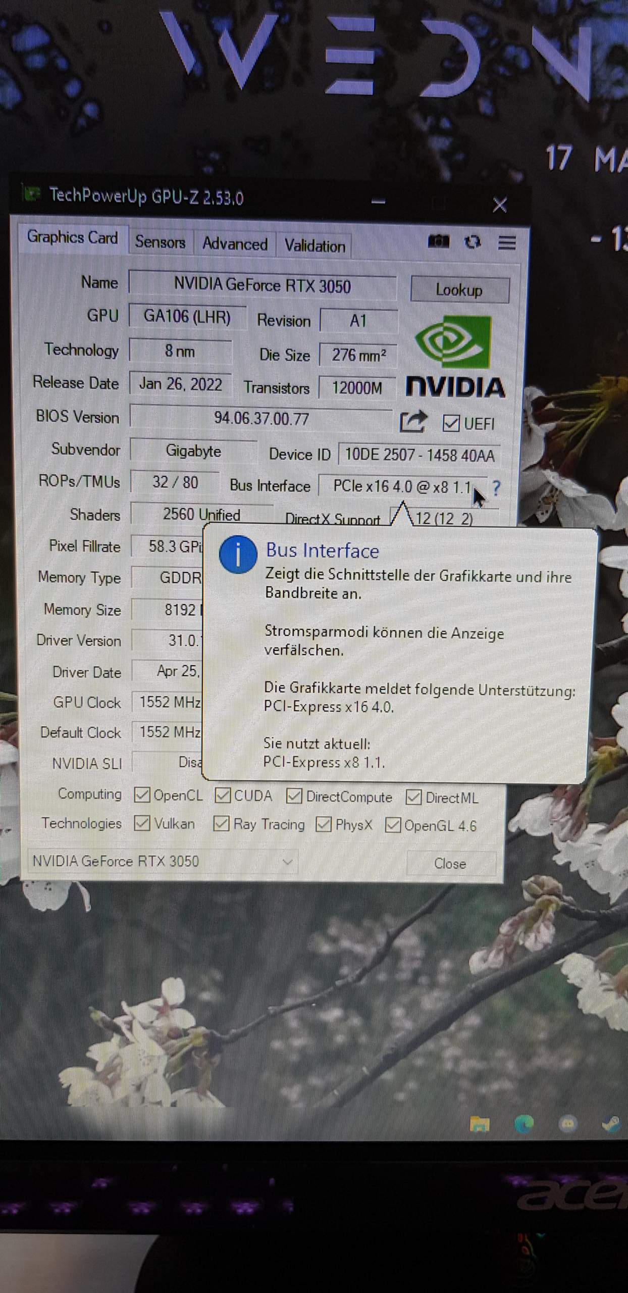 Grafikkarte läuftnur mit pcie x8 1.1? (Nvidia, GPU)