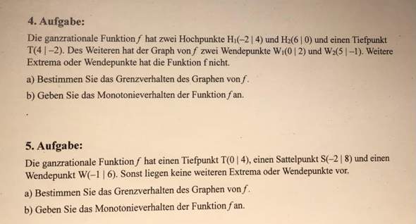 Grenz- und Monotonieverhalten mit Extrema berechnen? (rechnen, Funktion ...