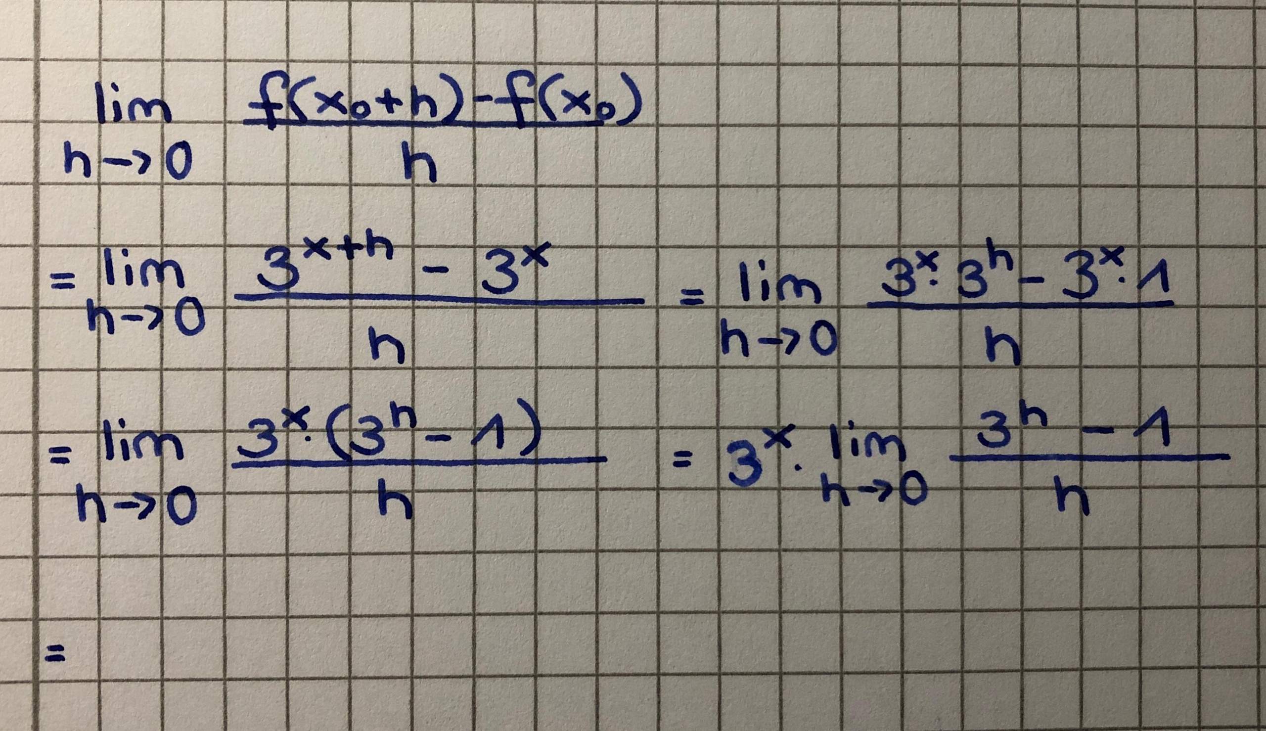Grenzwert mit h-Methode bestimmen? (Mathematik, Funktion, rechnen)