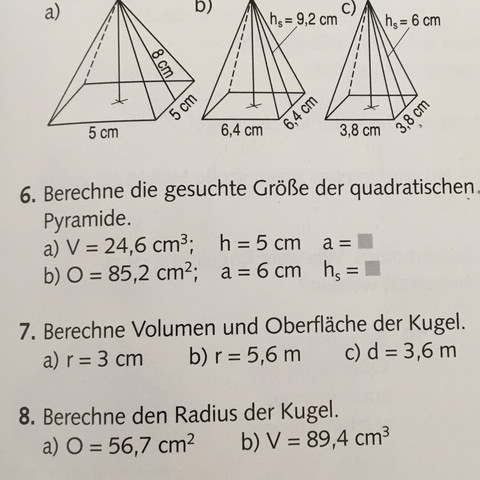 Grossen Der Quadratischen Pyramide Berechnen Hilfeeee Mathe Mathematik