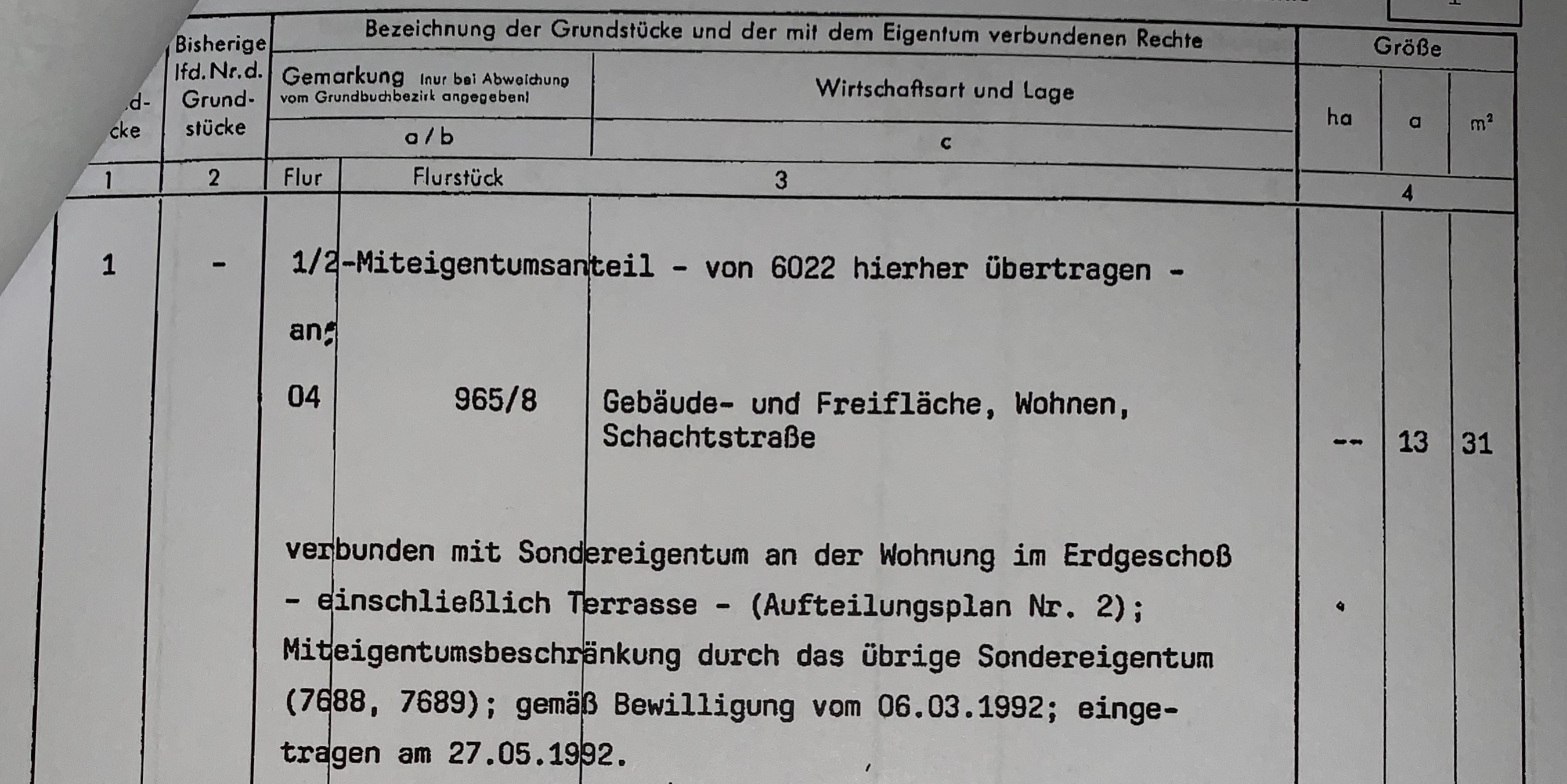 Grundbuch Eintrag Bedeutung? (Haus, Erbrecht, Grundstück)