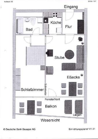 Grundriß-Bild der Wohnung OHNE Maße - nicht Original! - (Mathematik, Wohnung, Textaufgabe)