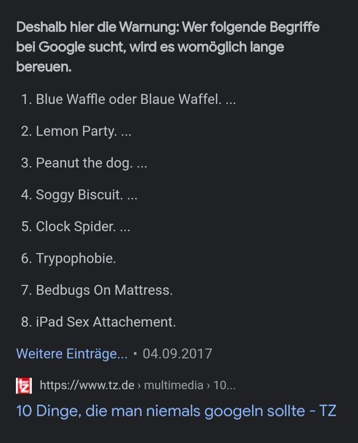 Sachen Die Man Nicht Googlen Sollte Liste