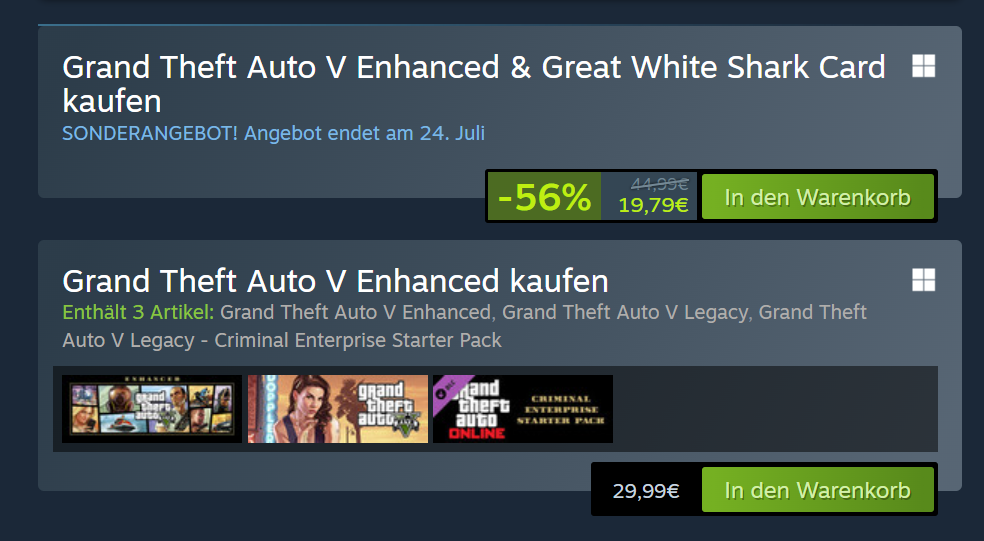 GTA V Sonderangebot. Enthält die Enhanced Version ebenfalls Legacy? (PC ...