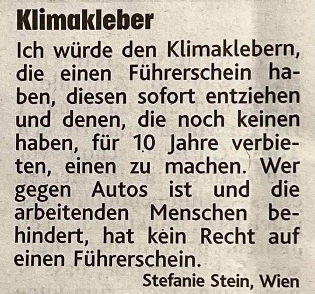 Gut oder Schlecht der Artikel? (Thema, Klimakleber)