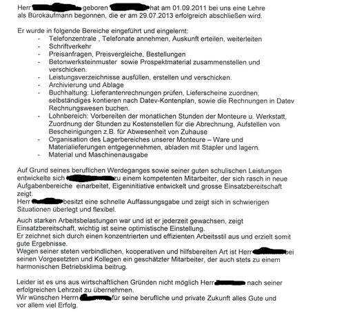 Arbeitszeugnis - (Bewerbung, Arbeitszeugnis)