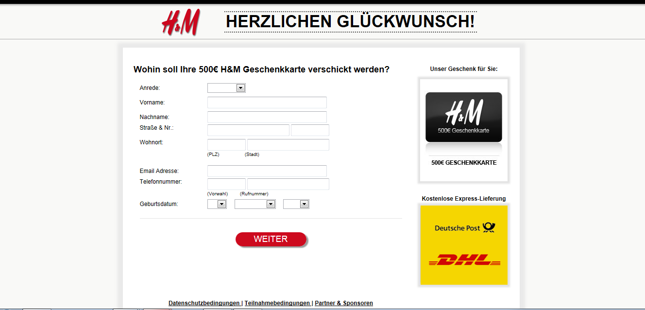 H M Gutschein 500 Euro Geschenkt Kostenlos Hm Spam