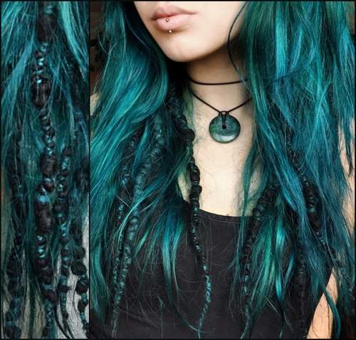Haare blau/petrol färben (Farbe, Haarfarbe, blond)