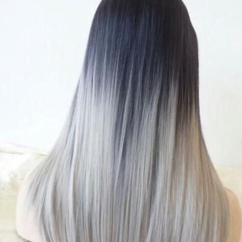 Schwarze haare mit grauem ombré - (Haare, braun, grau)