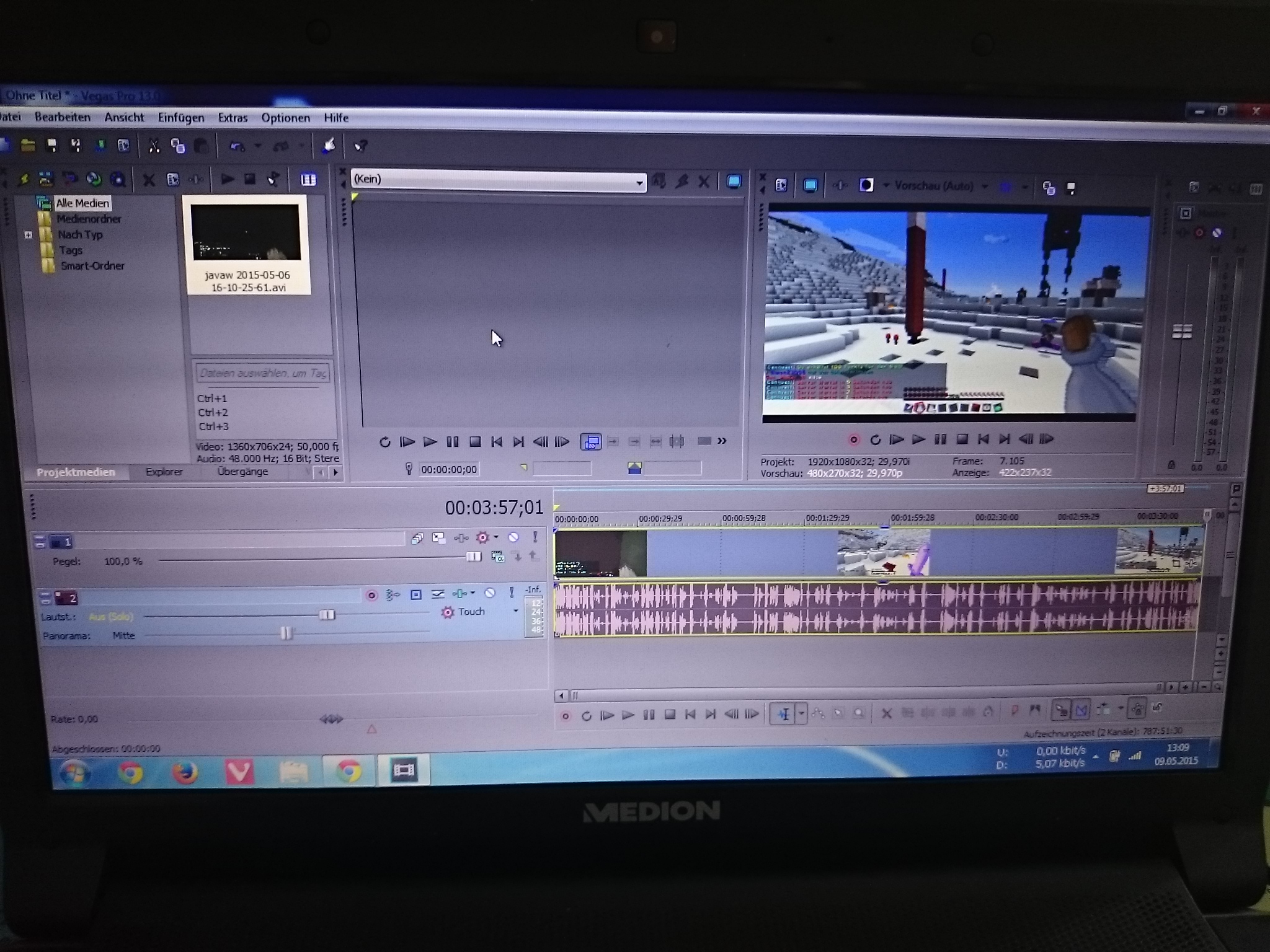 habe bei sony vegas kein ton wenn ich ein video einfüge