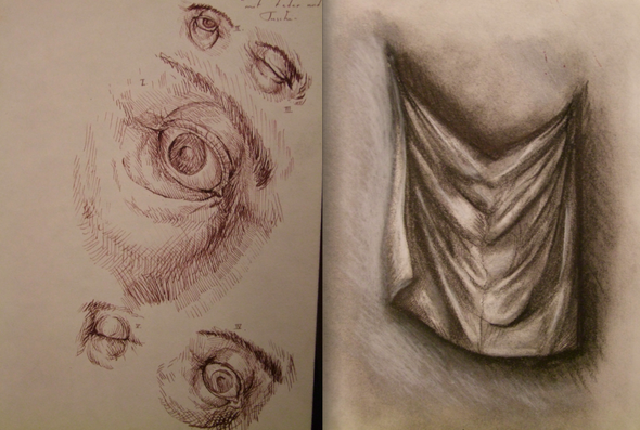 eye and folds studys - (Studium, Kunst, zeichnen)