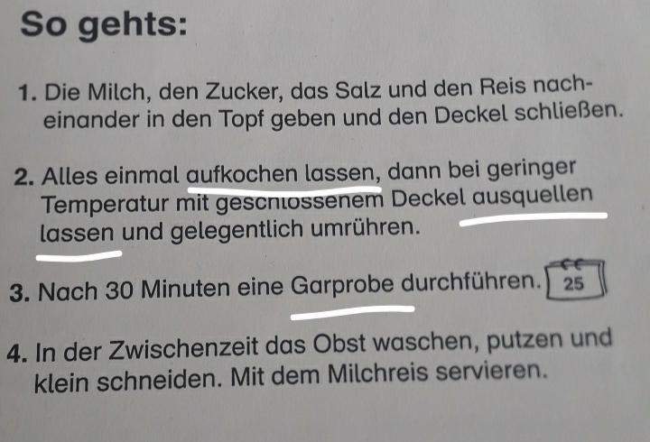 Habe ich das Rezept richtig verstanden? (Schule, Deutsch, Essen)