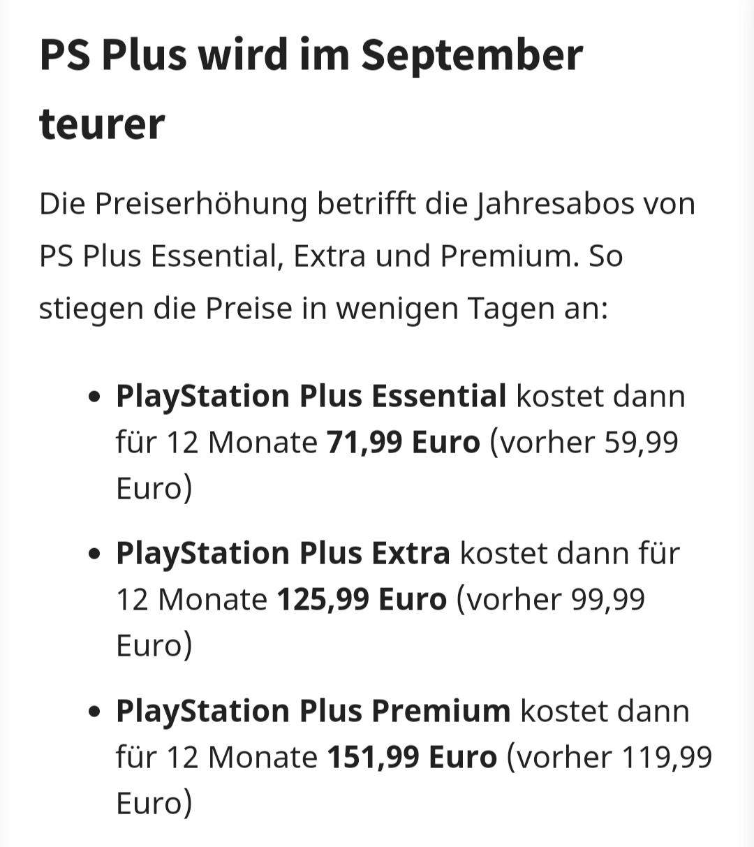 PlayStation Plus: Sony erhöht Preise für Jahresabos (Update