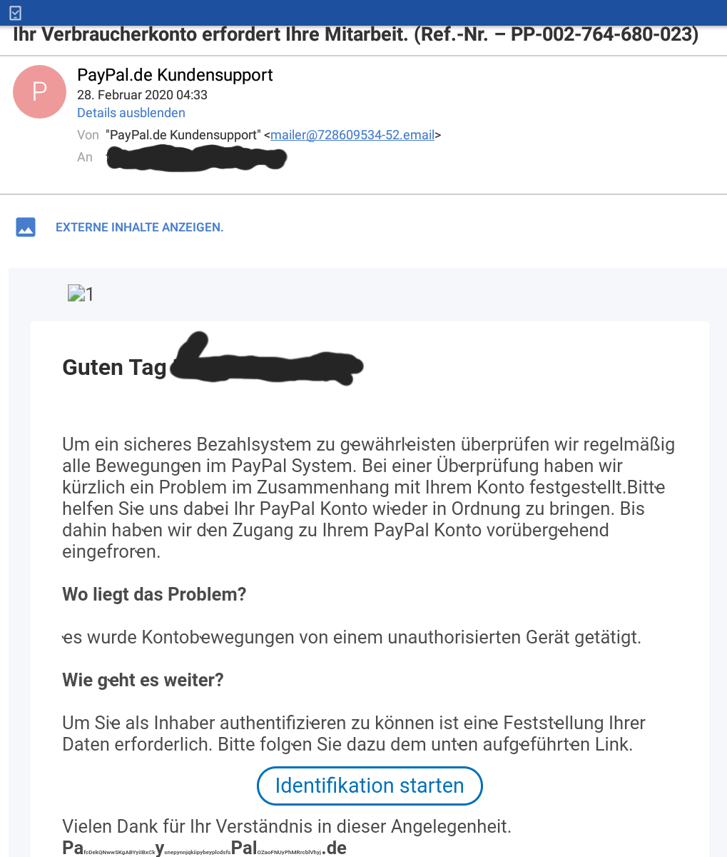 Habt Ihr In Letzter Zeit Auch Fake Mails Von Paypal Erhalten Phishing Mail