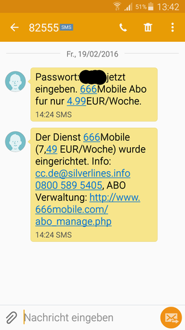 Bekommene SMS - (Internet, Geld, Betrug)